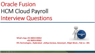 Oracle Fusion Cloud Payroll Interview Questions(Payroll Processes)+91 8885589062 |Training|Placement