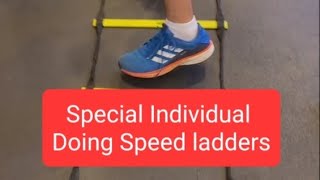 Special Individual Doing Speed ladders. #Specialneeds.