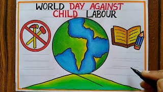 World day against child labour poster drawing ,June - 12 | Stop child labour drawing step by step