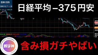 日経平均−３７５円安！含み損ガチやばい。。。