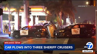 Car plows into 3 sheriff cruisers in Orange County