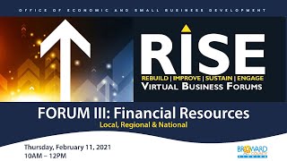 RISE Forum III: Local, Regional & National Financial Resources