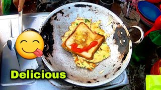 Egg Omelette Recipe Cooking | Bread Cheese Omelette Fast & Easy |
