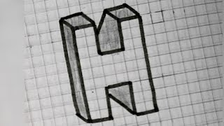 رسم حرف H ثلاثي الابعاد | drawing H letter in 3D  #shorts