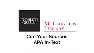 Cite Your Sources: APA In-Text