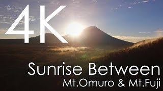 Sunrise between Mt.Omuro and Mt.Fuji / 大室山と富士山の間からの日の出 [4K]