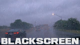 Driving in RAIN and Thunder (Real Footage) Black Screen for Relaxation