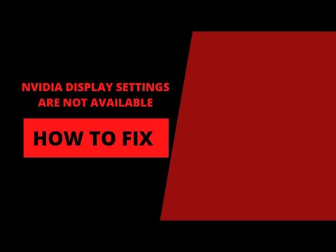 NVIDIA display settings are not available HOW TO FIX