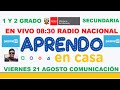 APRENDO EN CASA SECUNDARIA 1 Y 2 HOY VIERNES 21 D AGOSTO COMUNICACION SEMANA 20