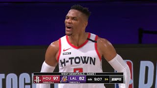 Russell Westbook knocks down the 3 over AD and lets everyone hear it! Game 1 | Lakers vs Rockets