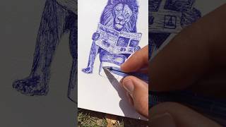 funny lion drawing with ball point  #art #arttipsandtricks #easyarttips #artisttipsandtricks #quick