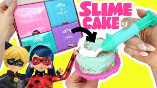 Miraculous Ladybug DIY Slime Cake Mixing for Cafe with Cat Noir! Crafts for Kids