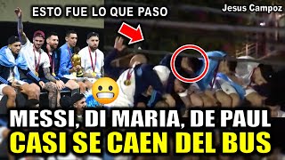 Messi casi SE CAE del AUTOBUS por CABLES junto a la selección Argentina durante festejos jugadores