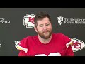 chiefs vs. panthers offensive lineman joe thuney talks to reporters ahead of sunday s game in ca...