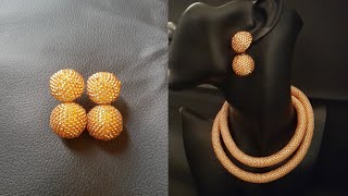 Beaded golden ball earring (part 1) #diy,#beads,#beginnerfriendly