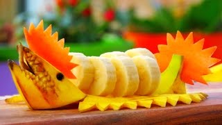 Art In Banana Shark | Fruit Carving Garnish | Banana Art | Party Garnishing