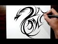 Drawing a Tribal Dragon Tattoo Design with Initials AM Incorporated