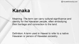 Kanaka Meaning