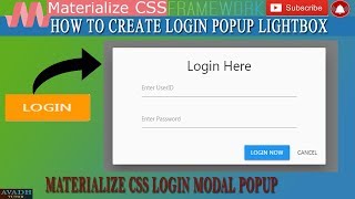 how to create simple login popup box using materialize css | modal popup css
