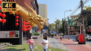 [4K] Charoen Krung Road Walk around Wat Mangkon MRT Station in Bangkok, Thailand