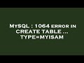 MySQL : 1064 error in CREATE TABLE ... TYPE=MYISAM