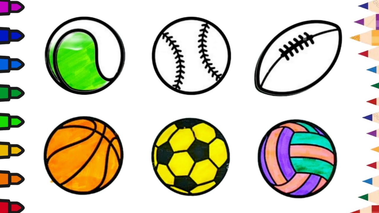 How To Color Balls For Kids Coloring 6 Balls For Children With Colored