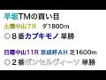 【競馬ブック】早坂義晃ＴＭの推奨馬（京成杯Ａh 2017年９月10日、土曜中山７r ９月９日）