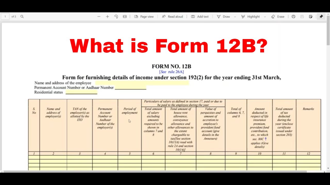 What Is Form 12 B | How To Fill 12 B Form | Furnish TDS Detail - YouTube