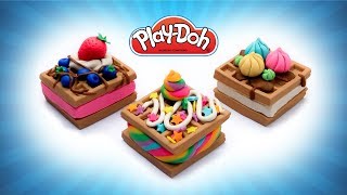 How to Make Dolls Toy Food. Yummy Play Doh Waffles. DIY Toy Food for Dolls