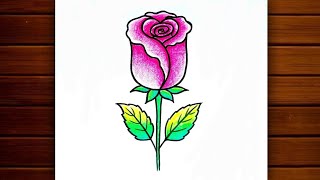 Rose Drawing || How to Draw Rose Step by Step || Rose Day Special Drawing || #Rose..