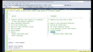 How to remove (delete) records from a table using delete or truncate command in Microsoft SQL Server