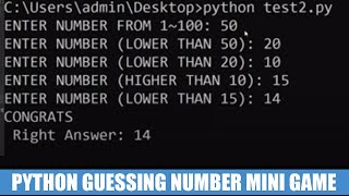 Python Guessing Number Mini Game (FREE SOURCE CODE)