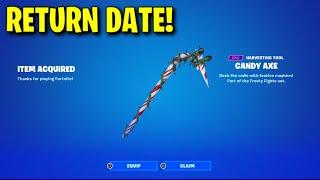 CANDY AXE RETURN RELEASE DATE in FORTNITE ITEM SHOP! (Candy Axe Pickaxe Returning 2024)