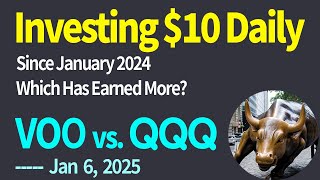 (Jan 6, 2025) VOO VS QQQ. The Winner 2:32. Investing my own money in both stocks daily.