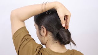 Simple Low Bun Using Rubber Band / Easy Hairstyle With Rubber Band / Bun Hairstyle for Long Hair