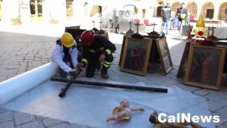 Norcia :: 01/11/2016 :: Terremoto: recupero opere sacre dalla cattedrale Santa Maria Argentea.