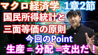 【大学講義・公務員試験】【マクロ経済学】1章2節.「国民所得統計と三面等価の原則」