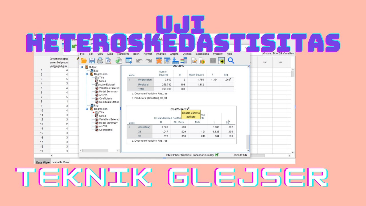 [SPSS] Uji Heteroskedastisitas Menggunakan Teknik Glejser - YouTube