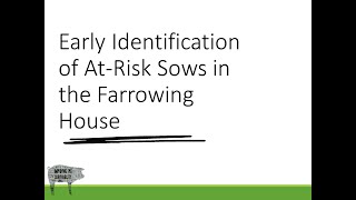 Early Identification of At-Risk Sows in the Farrowing House