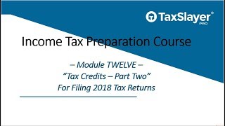 2018 Income Tax Preparation Course - Module Twelve - Credits (Part Two)