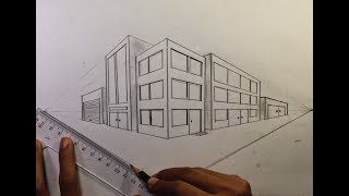 How To Draw in Two Point Perspective - Simple Town #2