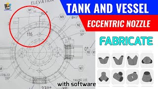 tank and vessel eccentric pipe tee branch fitting with software | Eccentric pipe branch fitting