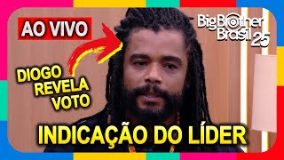 🟩 BBB 25: Líder Diogo Almeida revela o seu voto para o próximo paredão, saiba quem! #BBB25 AO VIVO