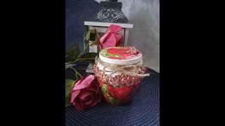 Recykling szkła / słoik decoupage / DIY / dekoracja słoika / Glass recycling