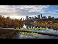 Fall Season Sunset View at Downtown Edmonton Alberta/Louise McKinney Riverfront Park #riverside
