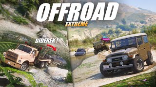 OFFROAD DI CUACA BURUK, MOBIL TERBAWA ARUS SUNGAI, TREK TERJAL BERLUMPUR - GTA 5 ROLEPLAY