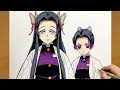 How to Draw Kochou Kanae and Shinobu from Demon Slayer | Butterfly Sisters Tutorial