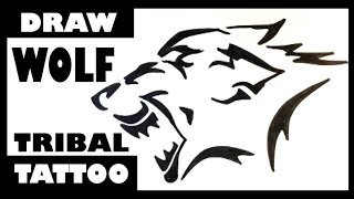 Drawing a Wolf - Tribal Tattoo Design - Draw Tattoo Art
