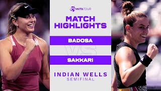 Paula Badosa vs. Maria Sakkari | 2022 Indian Wells Semifinal | WTA Match Highlights