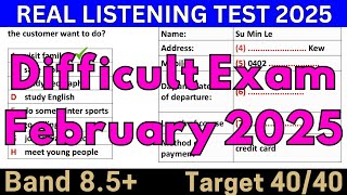 Very Hard 01, 08, 13 \u0026 22 February 2025 IELTS LISTENING TEST WITH ANSWERS | IDP